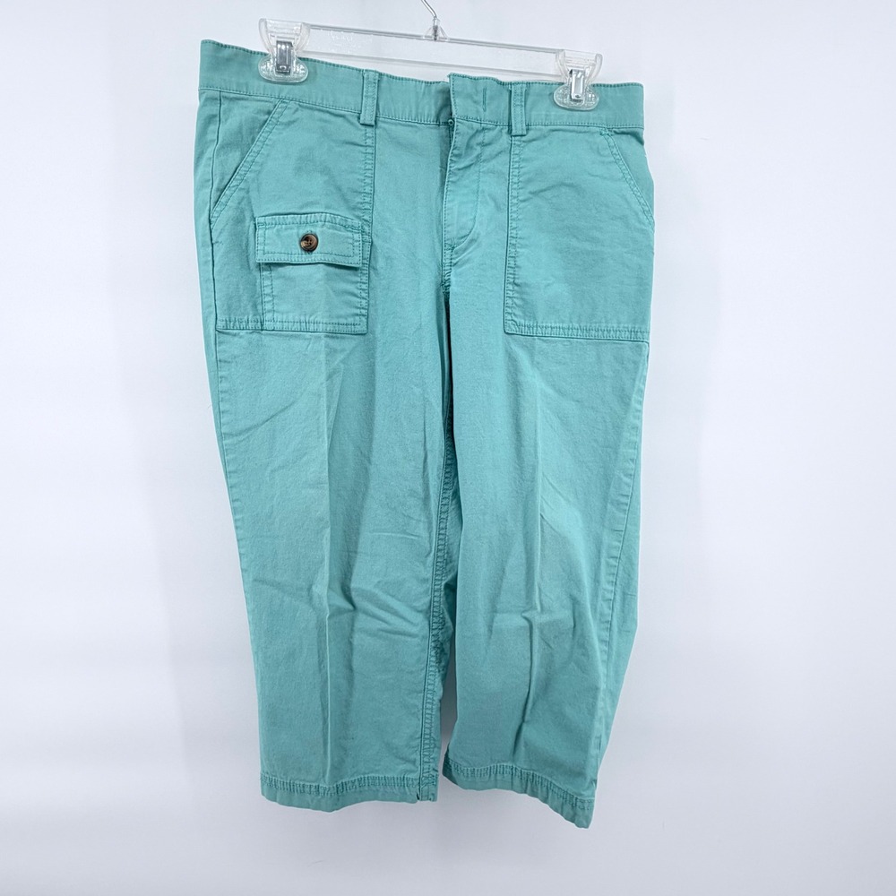 Dockers Capri Pants Womens 6 Green Utility Cargo Stretch Cropped Chino